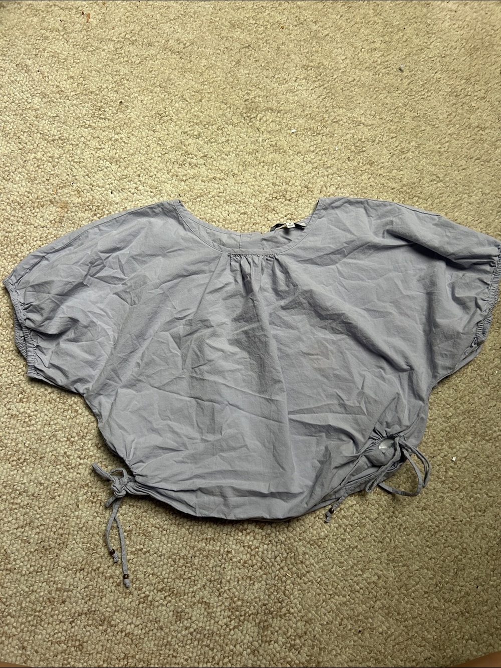 Madewell Cutout Drawstring Keyhole Poplin Puff Sleeve Crop Top